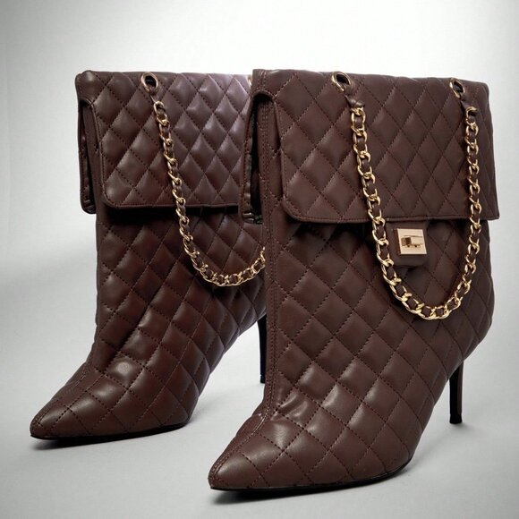 Brown Elegant Glamorous Women's Designer Inspired Stiletto Heel Booties - Picture 7 of 7